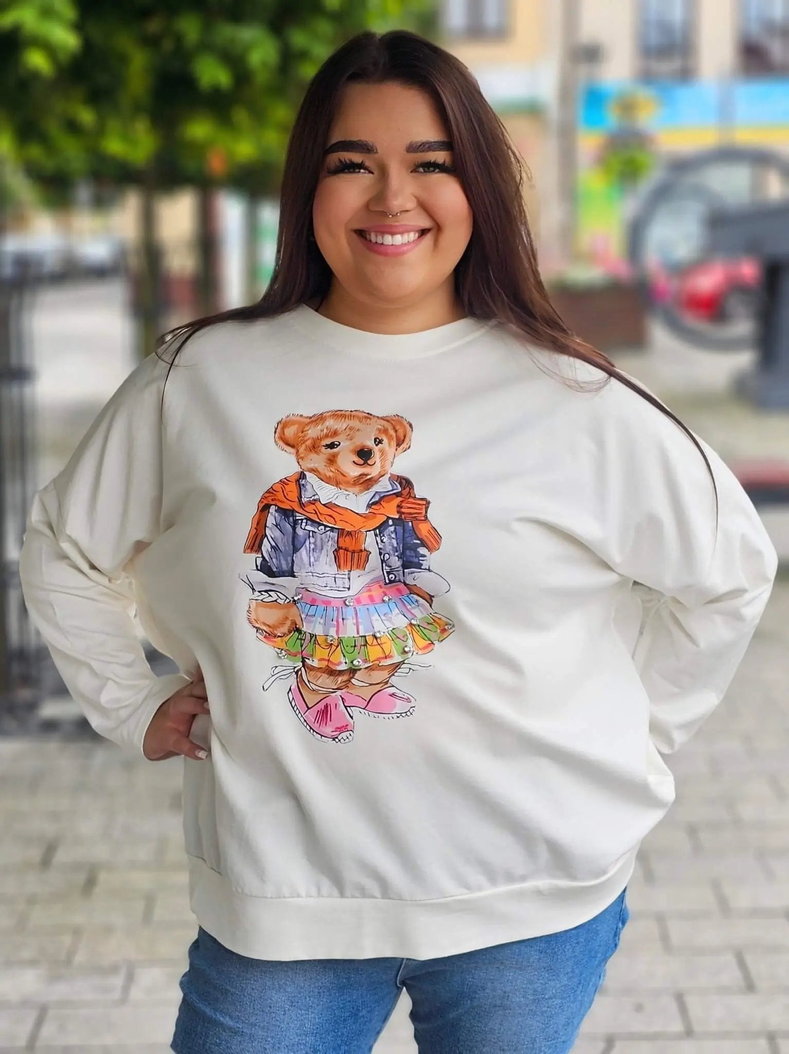 Bluza z nadrukiem misia Stylowa XL