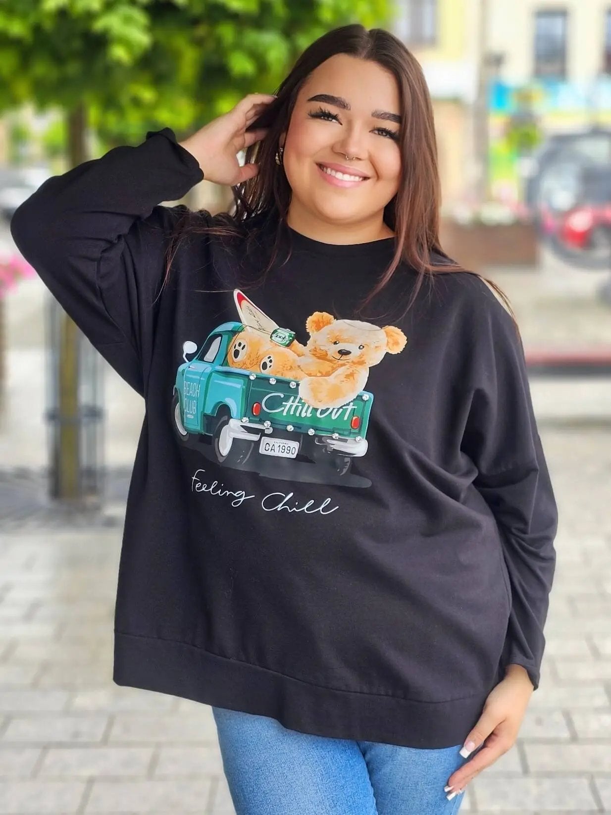 Bluza z nadrukiem misia Stylowa XL