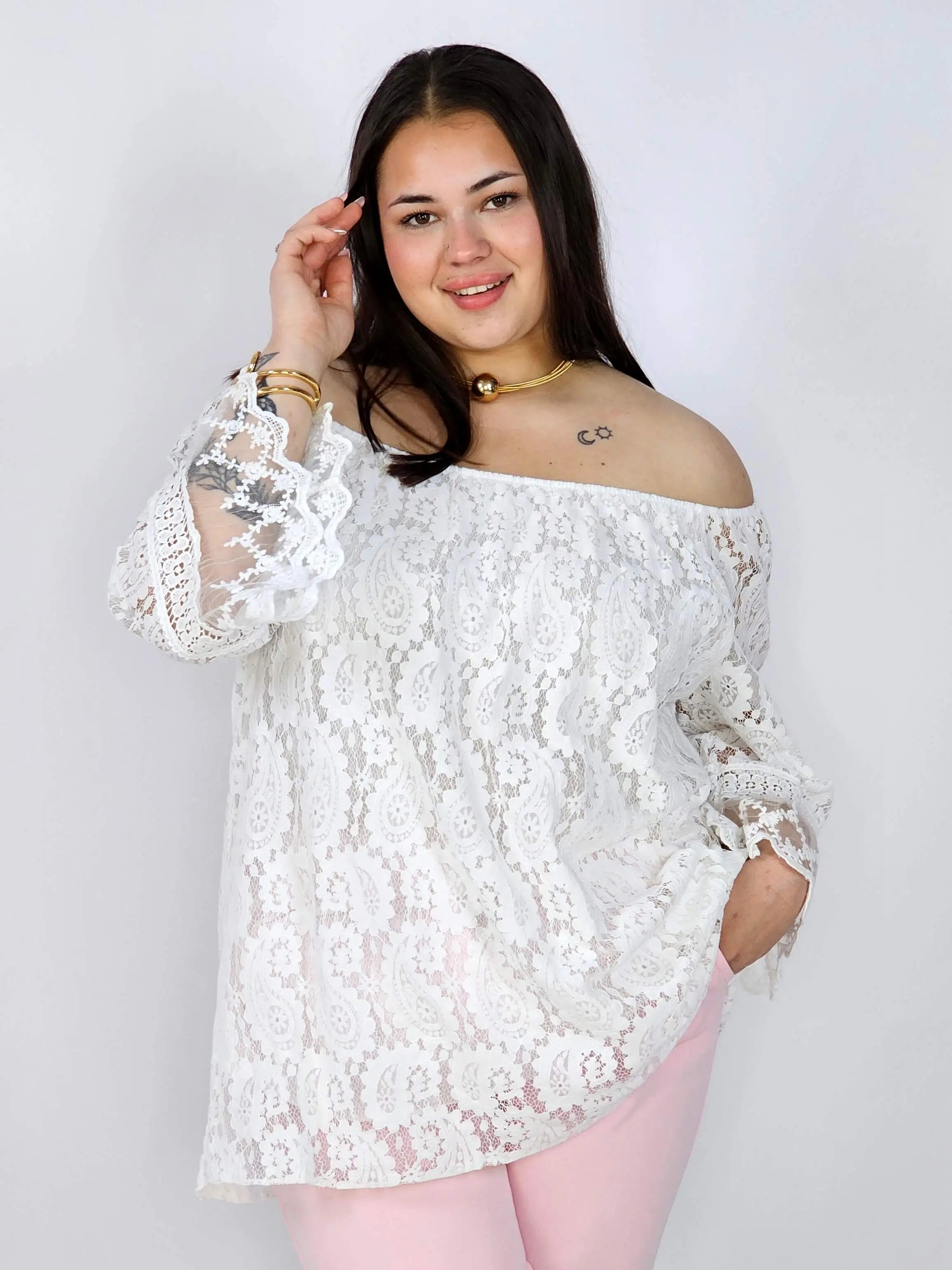 Bluzka Plus Size Koronkowa Hiszpanka Elegancka XXL Stylowa XL