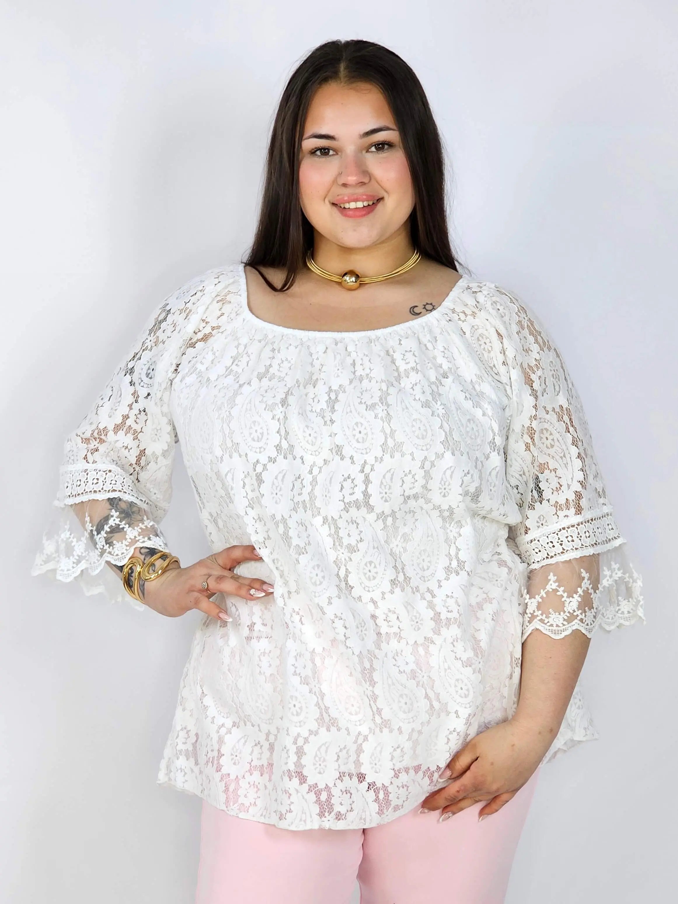 Bluzka Plus Size Koronkowa Hiszpanka Elegancka XXL Stylowa XL