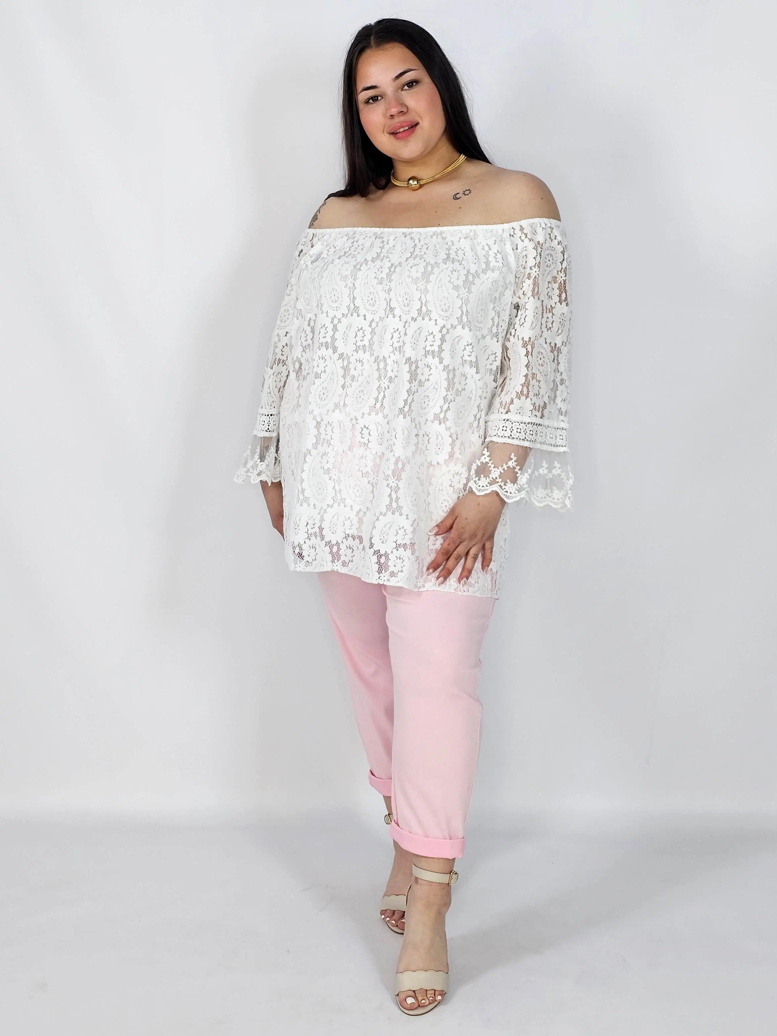 Bluzka Plus Size Koronkowa Hiszpanka Elegancka XXL Stylowa XL