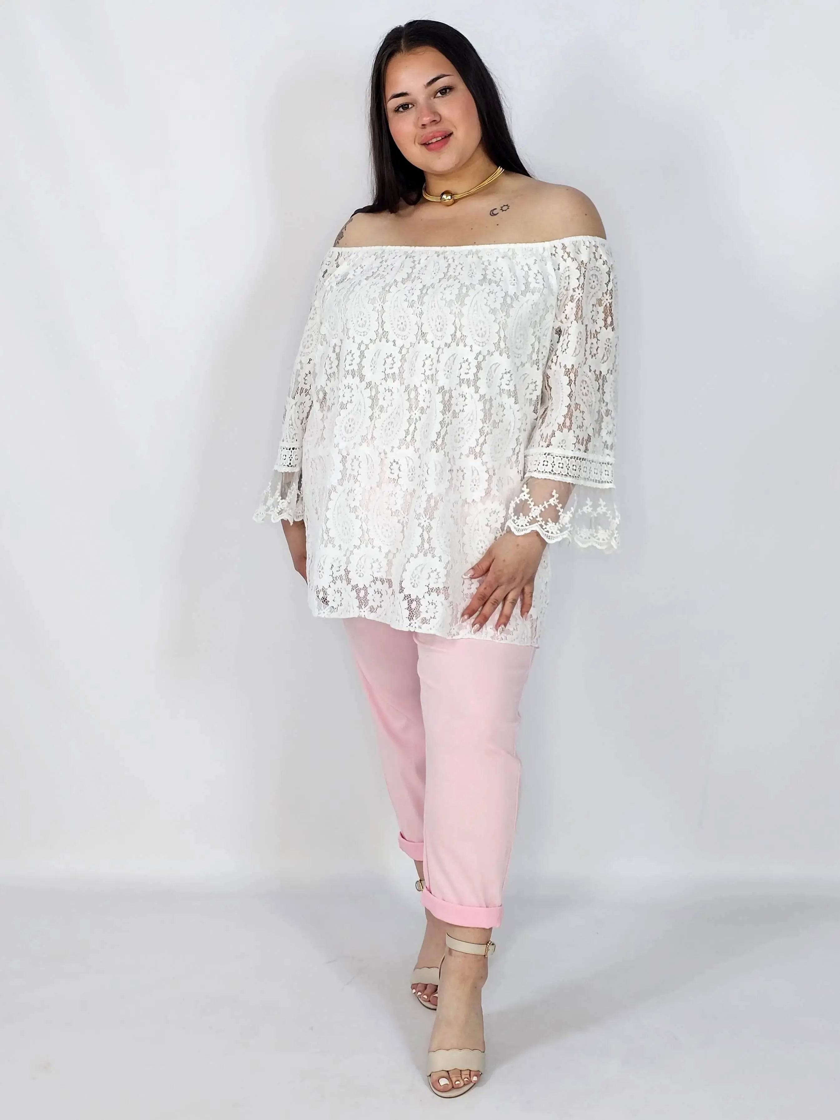 Bluzka Plus Size Koronkowa Hiszpanka Elegancka XXL Stylowa XL