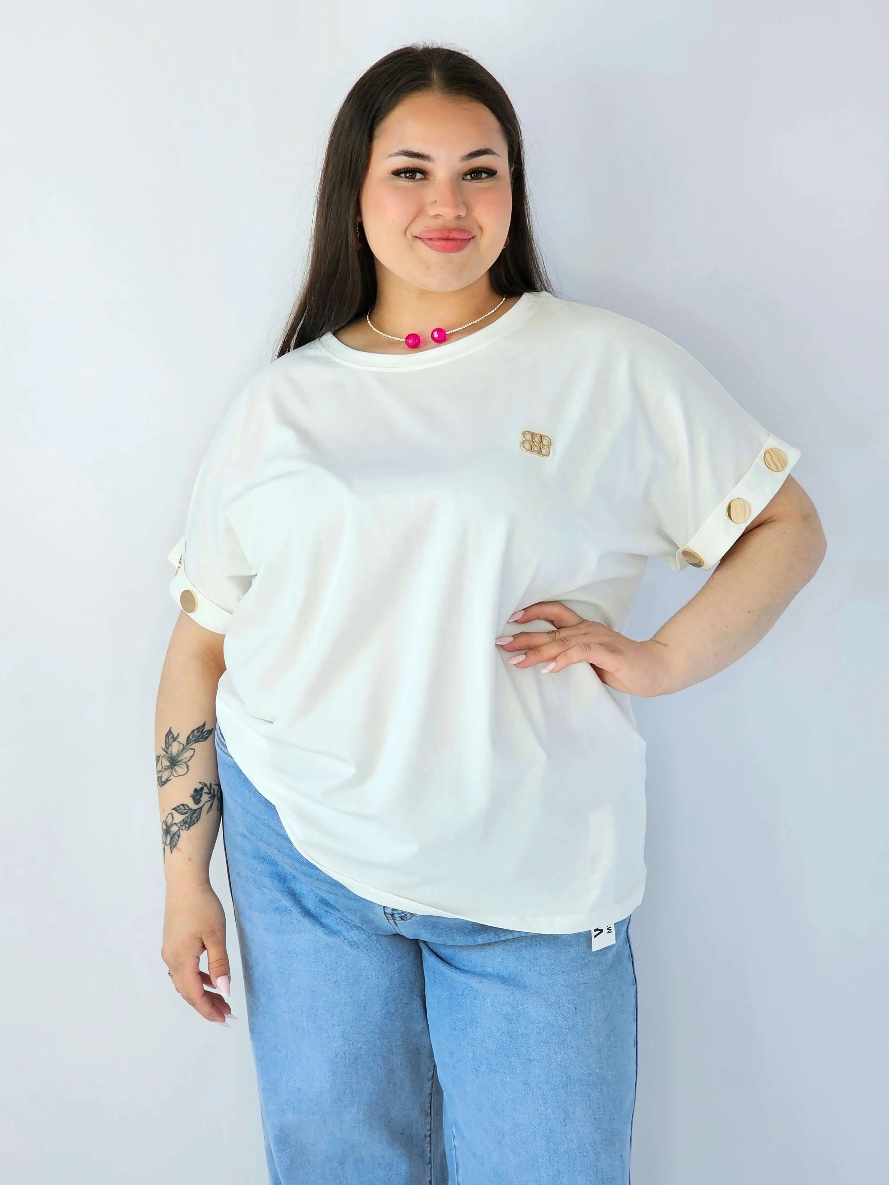 Bluzka Plus Size Luźna Z Krótkim Rękawem I Ozdobnymi Detalami Stylowa XL