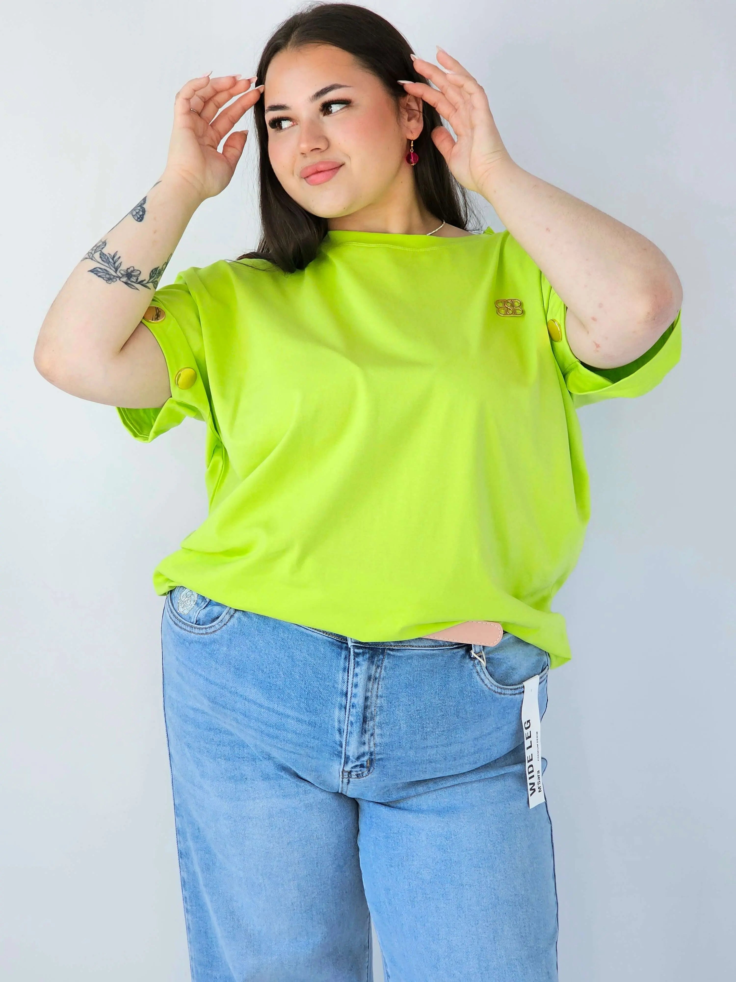 Bluzka Plus Size Luźna Z Krótkim Rękawem I Ozdobnymi Detalami Stylowa XL
