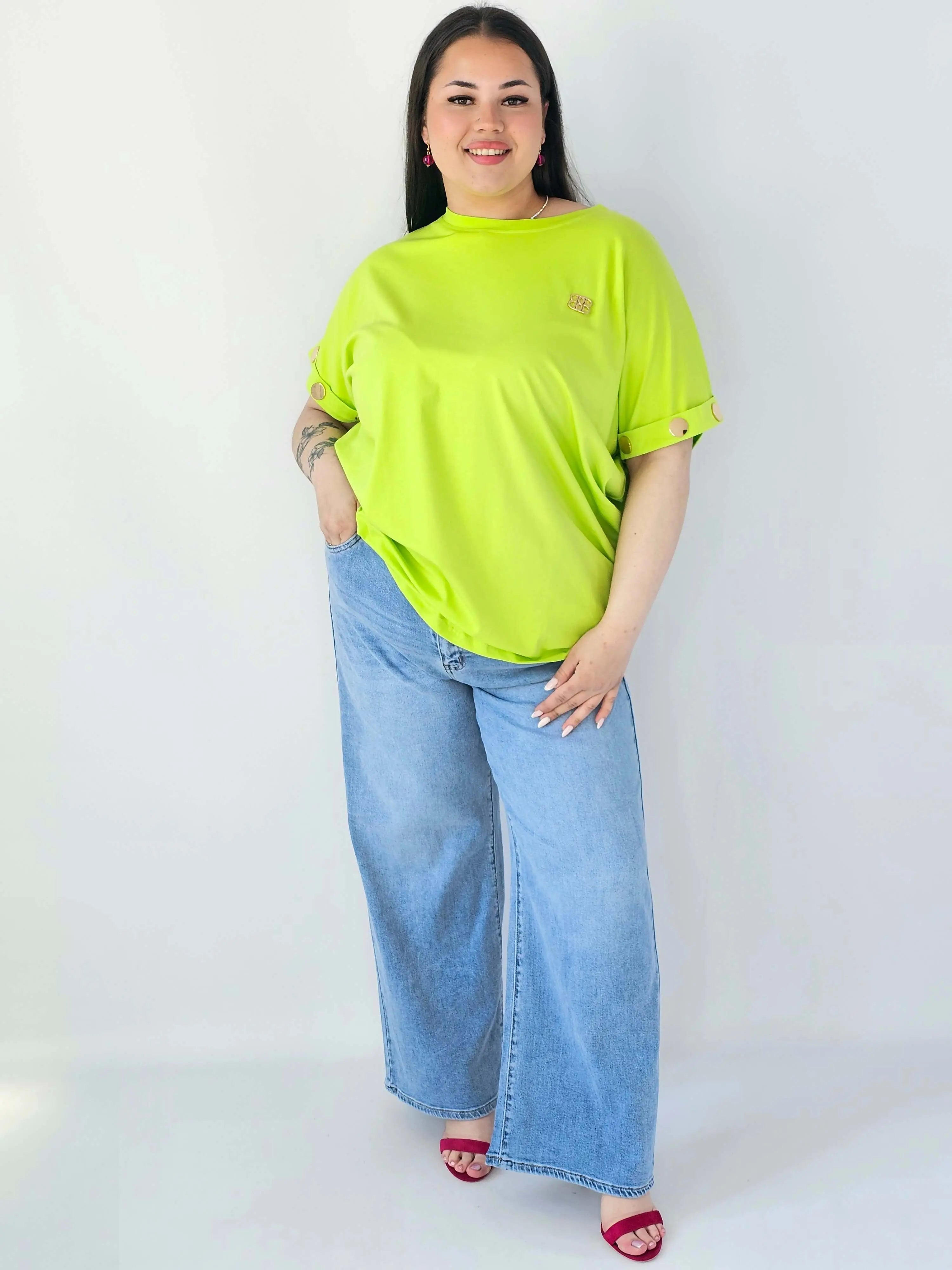 Bluzka Plus Size Luźna Z Krótkim Rękawem I Ozdobnymi Detalami Stylowa XL