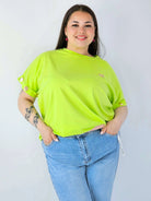 Bluzka Plus Size Luźna Z Krótkim Rękawem I Ozdobnymi Detalami Stylowa XL
