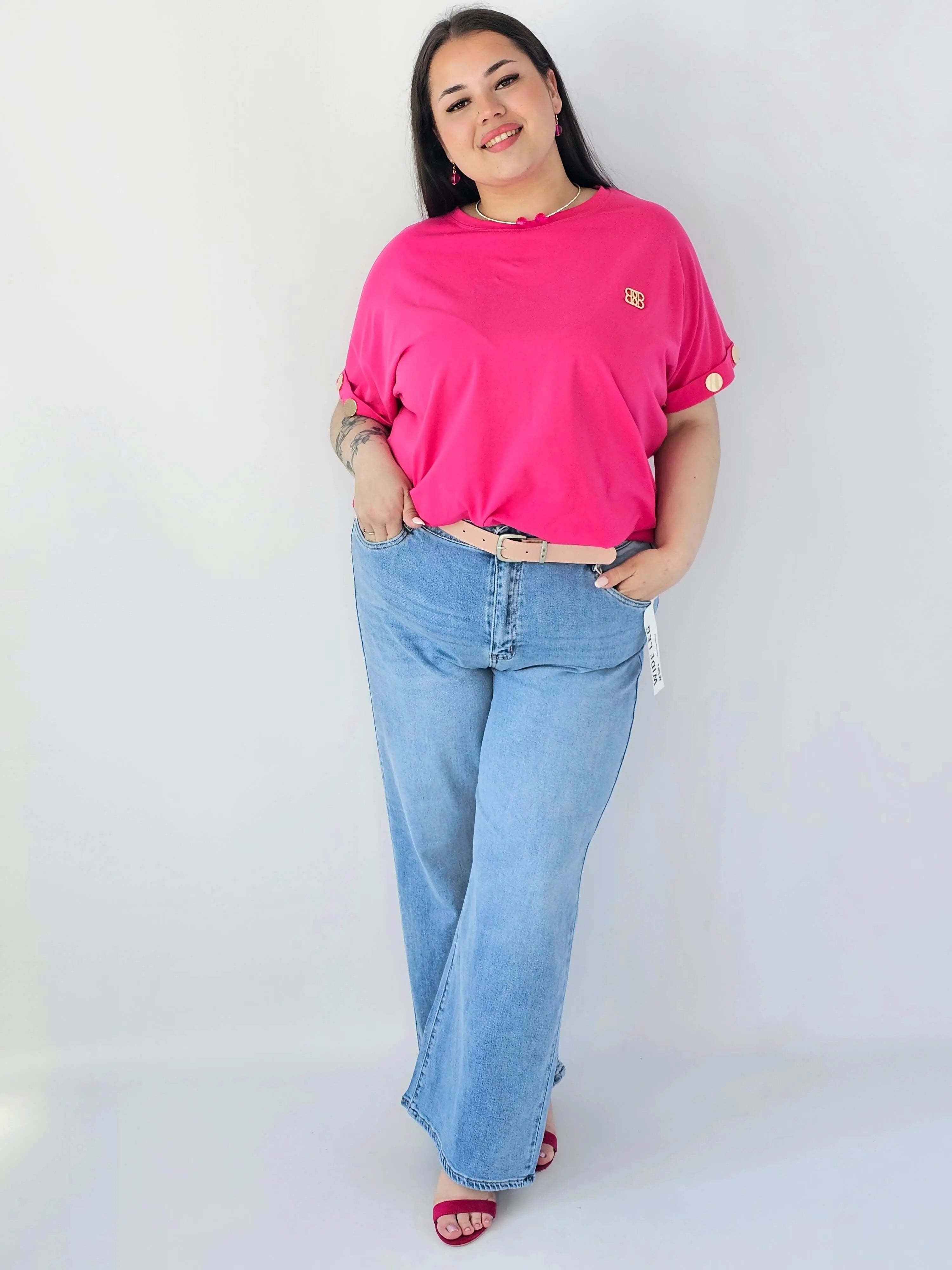 Bluzka Plus Size Luźna Z Krótkim Rękawem I Ozdobnymi Detalami Stylowa XL