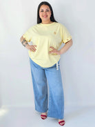 Bluzka Plus Size Luźna Z Krótkim Rękawem I Ozdobnymi Detalami Stylowa XL