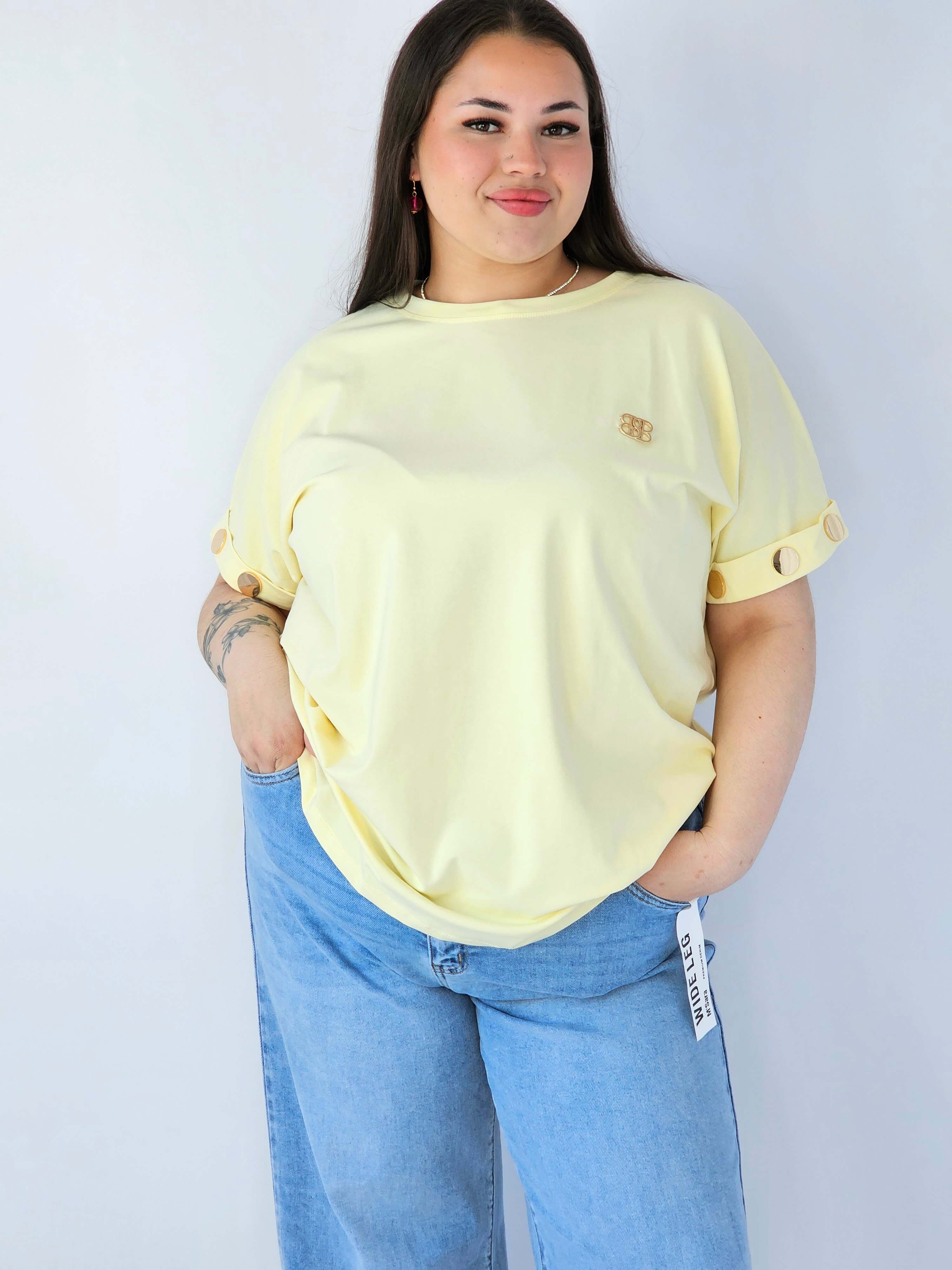 Bluzka Plus Size Luźna Z Krótkim Rękawem I Ozdobnymi Detalami Stylowa XL