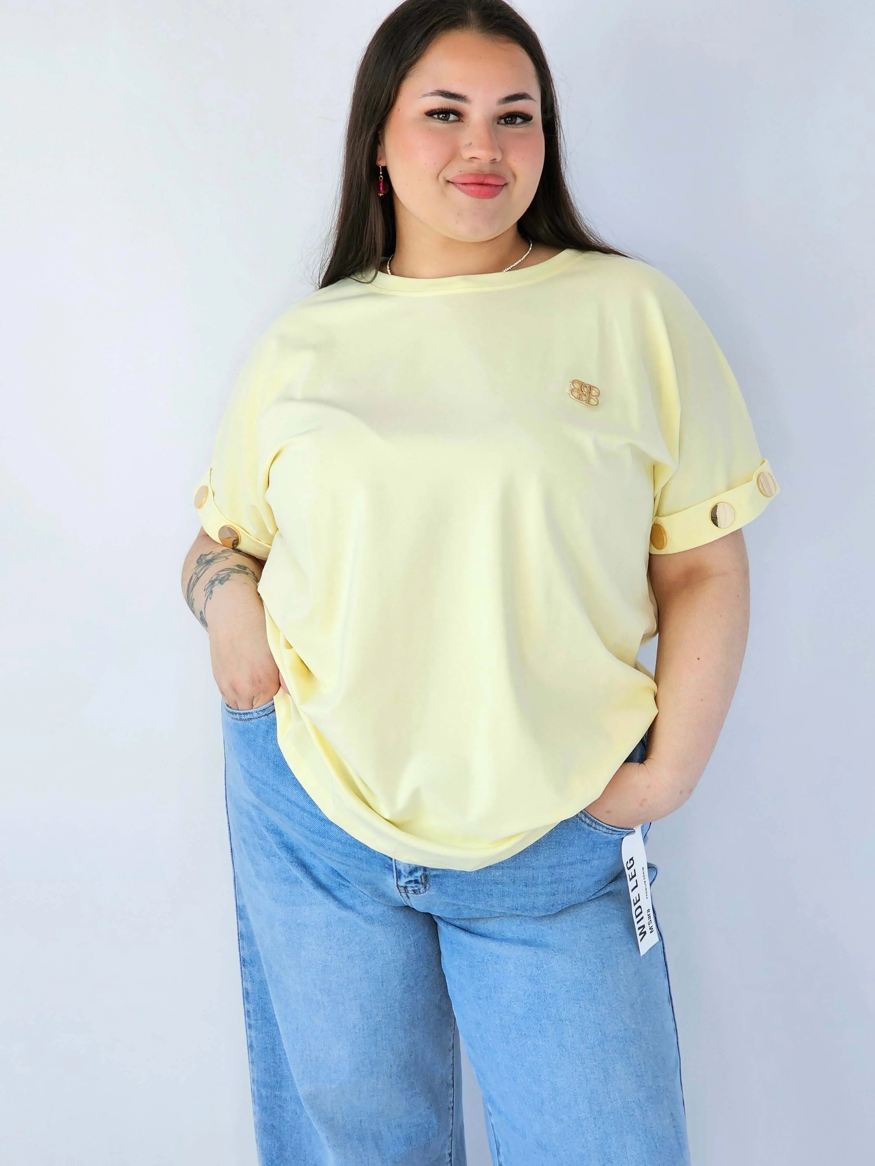 Bluzka Plus Size Luźna Z Krótkim Rękawem I Ozdobnymi Detalami Stylowa XL