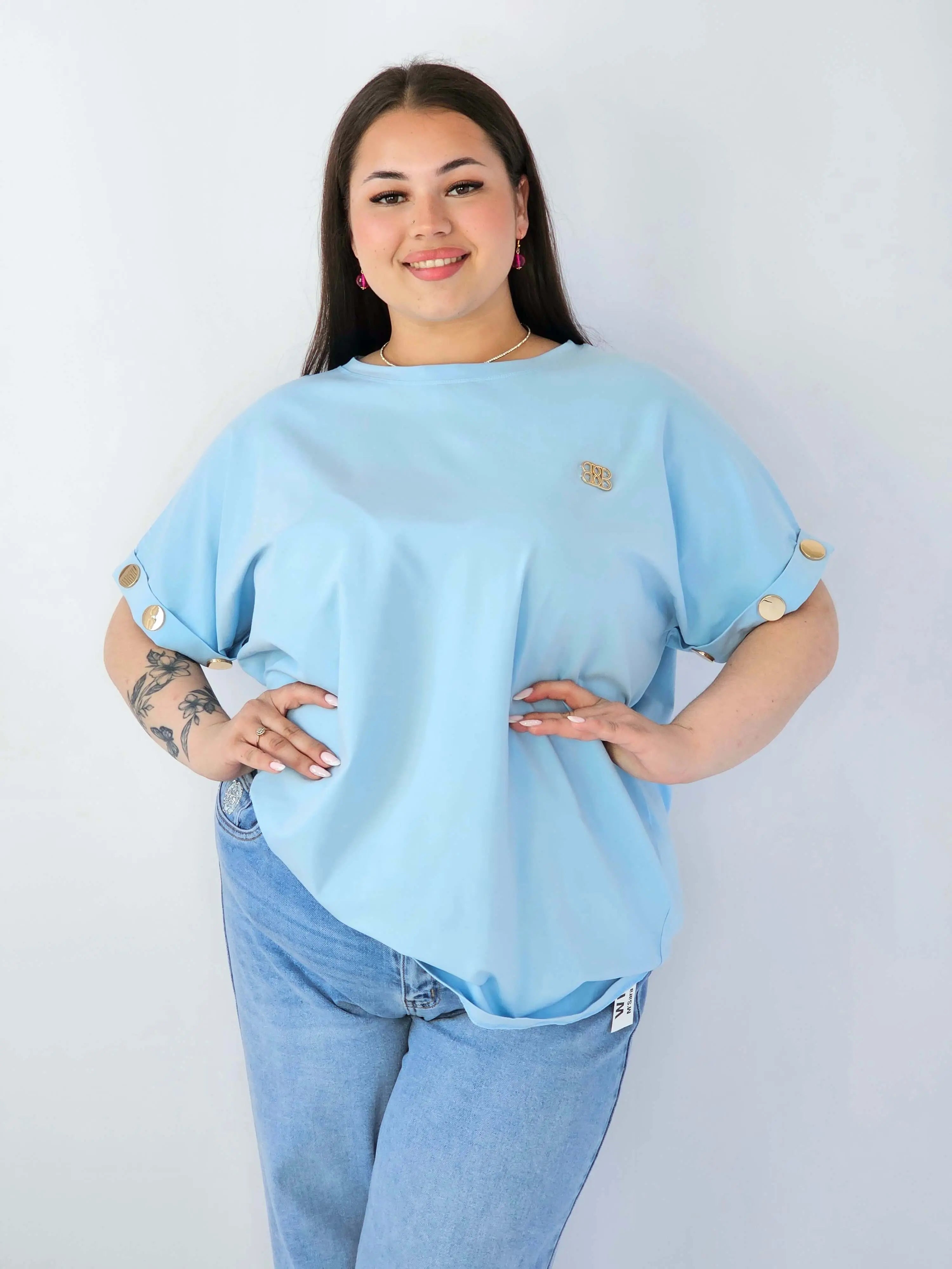 Bluzka Plus Size Luźna Z Krótkim Rękawem I Ozdobnymi Detalami Stylowa XL