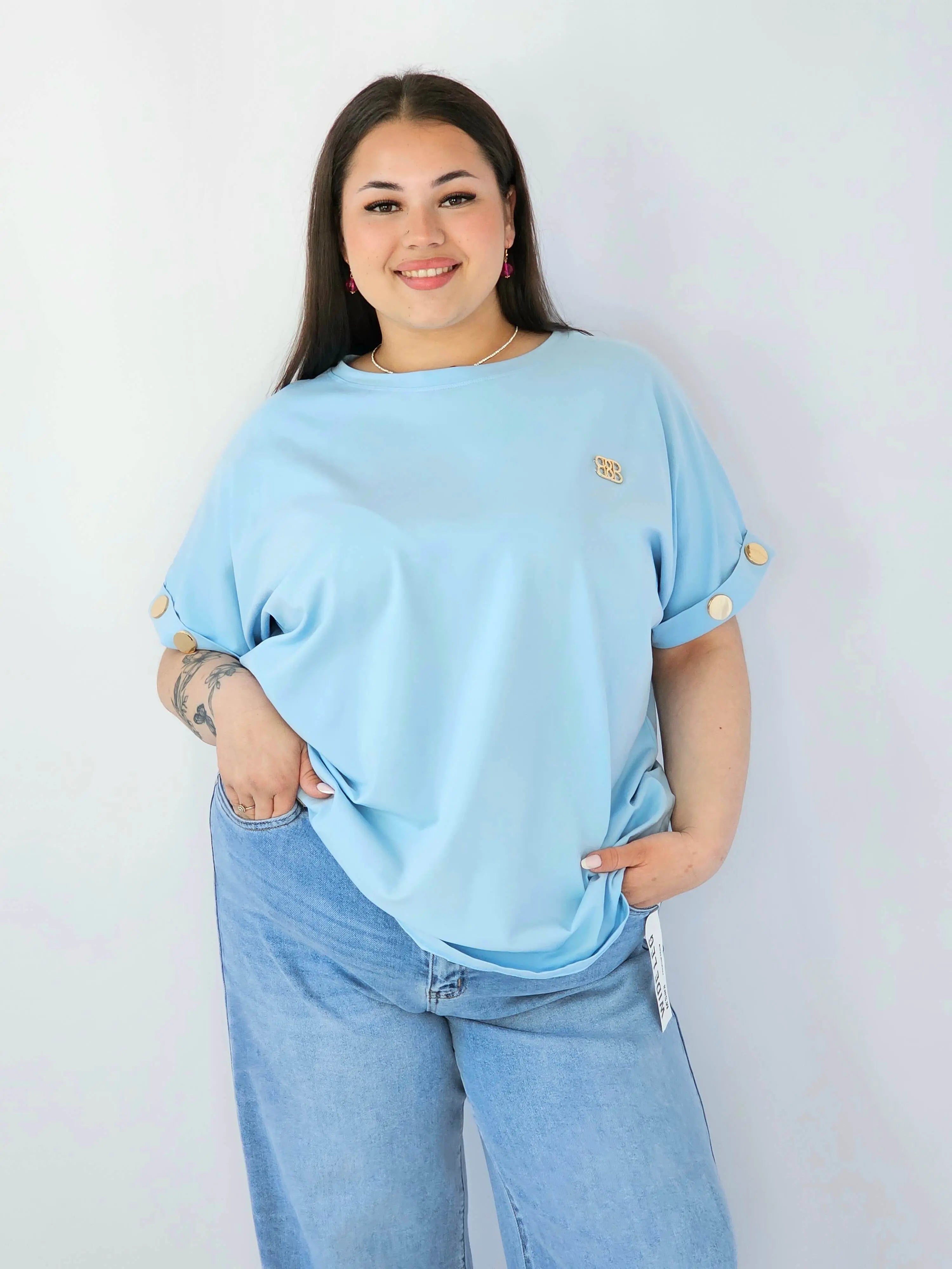 Bluzka Plus Size Luźna Z Krótkim Rękawem I Ozdobnymi Detalami Stylowa XL