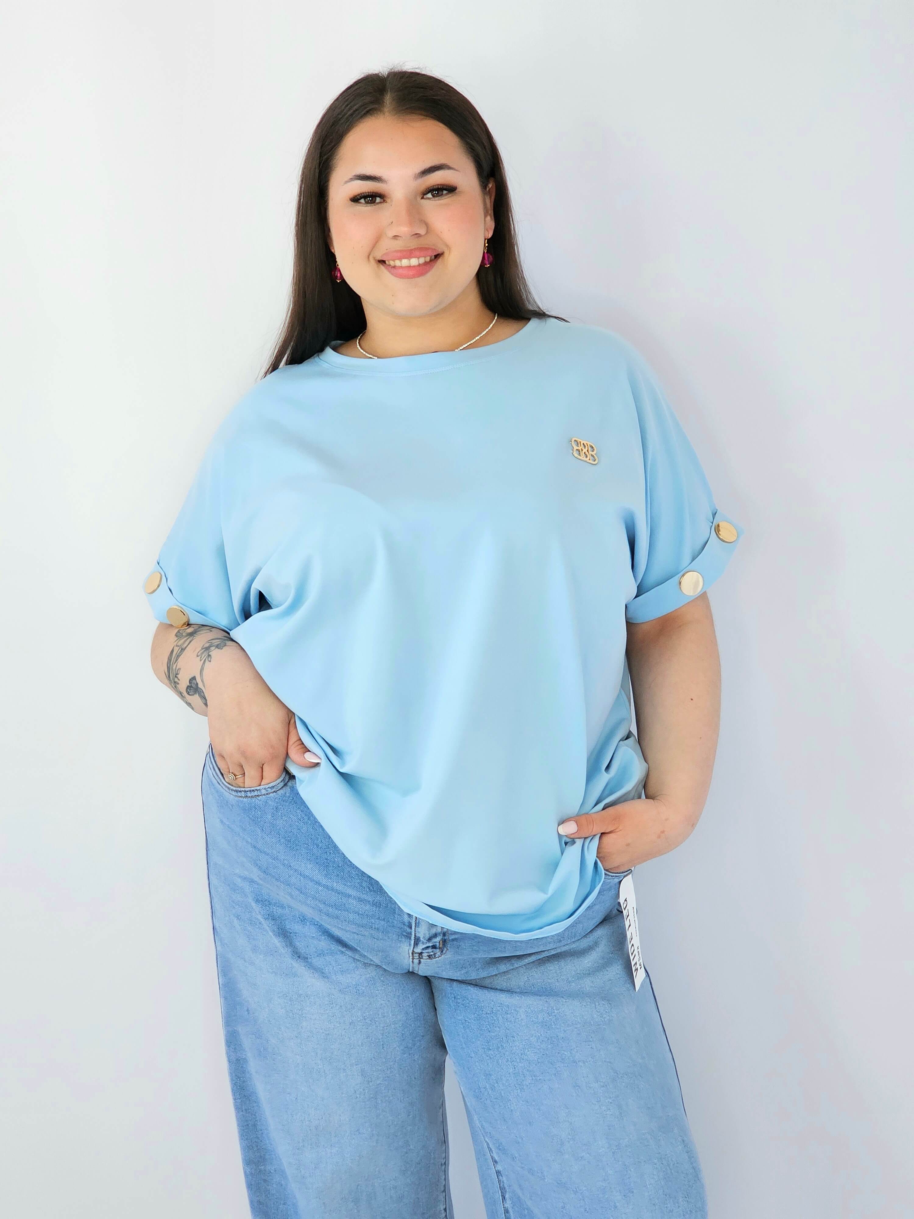 Bluzka Plus Size Luźna Z Krótkim Rękawem I Ozdobnymi Detalami Stylowa XL