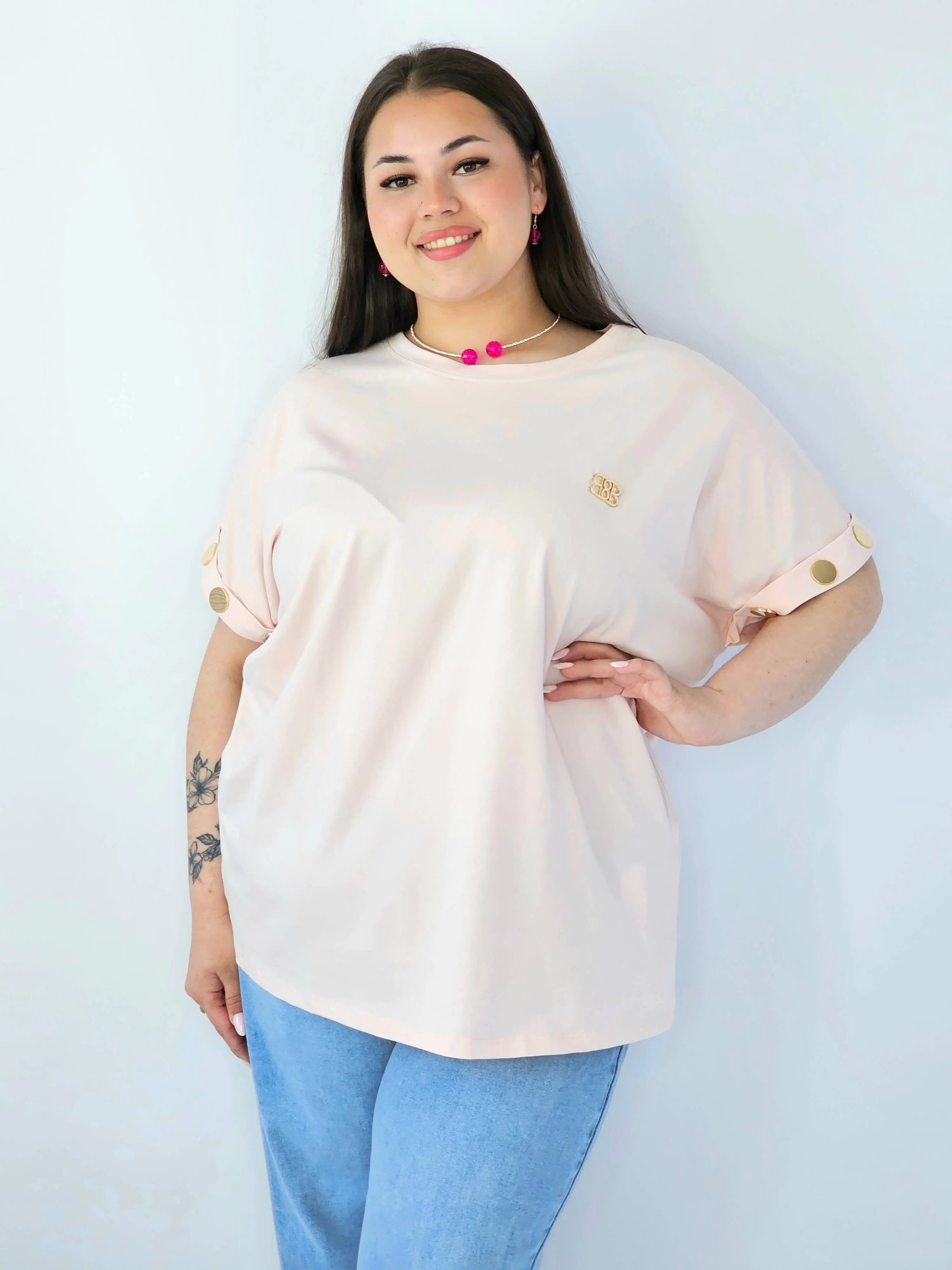 Bluzka Plus Size Luźna Z Krótkim Rękawem I Ozdobnymi Detalami Stylowa XL