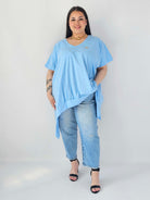Bluzka Plus Size Oversize Z Dekoltem V I Asymetrycznym Dołem Stylowa XL