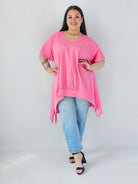 Bluzka Plus Size Oversize Z Dekoltem V I Asymetrycznym Dołem Stylowa XL