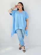 Bluzka Plus Size Oversize Z Dekoltem V I Asymetrycznym Dołem Stylowa XL
