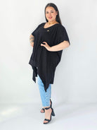 Bluzka Plus Size Oversize Z Dekoltem V I Asymetrycznym Dołem Stylowa XL