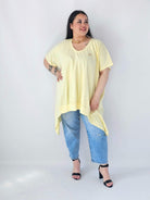 Bluzka Plus Size Oversize Z Dekoltem V I Asymetrycznym Dołem Stylowa XL