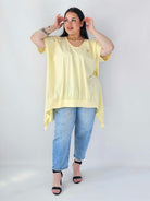 Bluzka Plus Size Oversize Z Dekoltem V I Asymetrycznym Dołem Stylowa XL