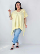 Bluzka Plus Size Oversize Z Dekoltem V I Asymetrycznym Dołem Stylowa XL