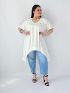 Bluzka Plus Size Oversize Z Dekoltem V I Asymetrycznym Dołem Stylowa XL