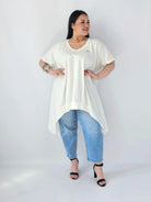 Bluzka Plus Size Oversize Z Dekoltem V I Asymetrycznym Dołem Stylowa XL