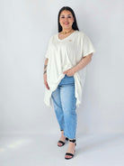 Bluzka Plus Size Oversize Z Dekoltem V I Asymetrycznym Dołem Stylowa XL