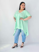 Bluzka Plus Size Oversize Z Dekoltem V I Asymetrycznym Dołem Stylowa XL