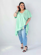 Bluzka Plus Size Oversize Z Dekoltem V I Asymetrycznym Dołem Stylowa XL