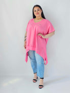 Bluzka Plus Size Oversize Z Dekoltem V I Asymetrycznym Dołem Stylowa XL