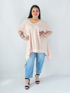 Bluzka Plus Size Oversize Z Dekoltem V I Asymetrycznym Dołem Stylowa XL