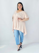 Bluzka Plus Size Oversize Z Dekoltem V I Asymetrycznym Dołem Stylowa XL