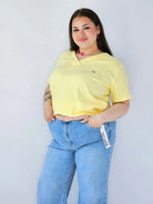 Bluzka Plus Size Prążkowana Z Dekoltem V I Krótkim Rękawem Stylowa XL