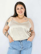Bluzka Plus Size Satynowa Na Ramiączkach Gładka Elegancka XXL Stylowa XL