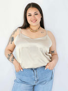 Bluzka Plus Size Satynowa Na Ramiączkach Gładka Elegancka XXL Stylowa XL