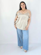 Bluzka Plus Size Satynowa Na Ramiączkach Gładka Elegancka XXL Stylowa XL