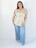 Bluzka Plus Size Satynowa Na Ramiączkach Gładka Elegancka XXL Stylowa XL