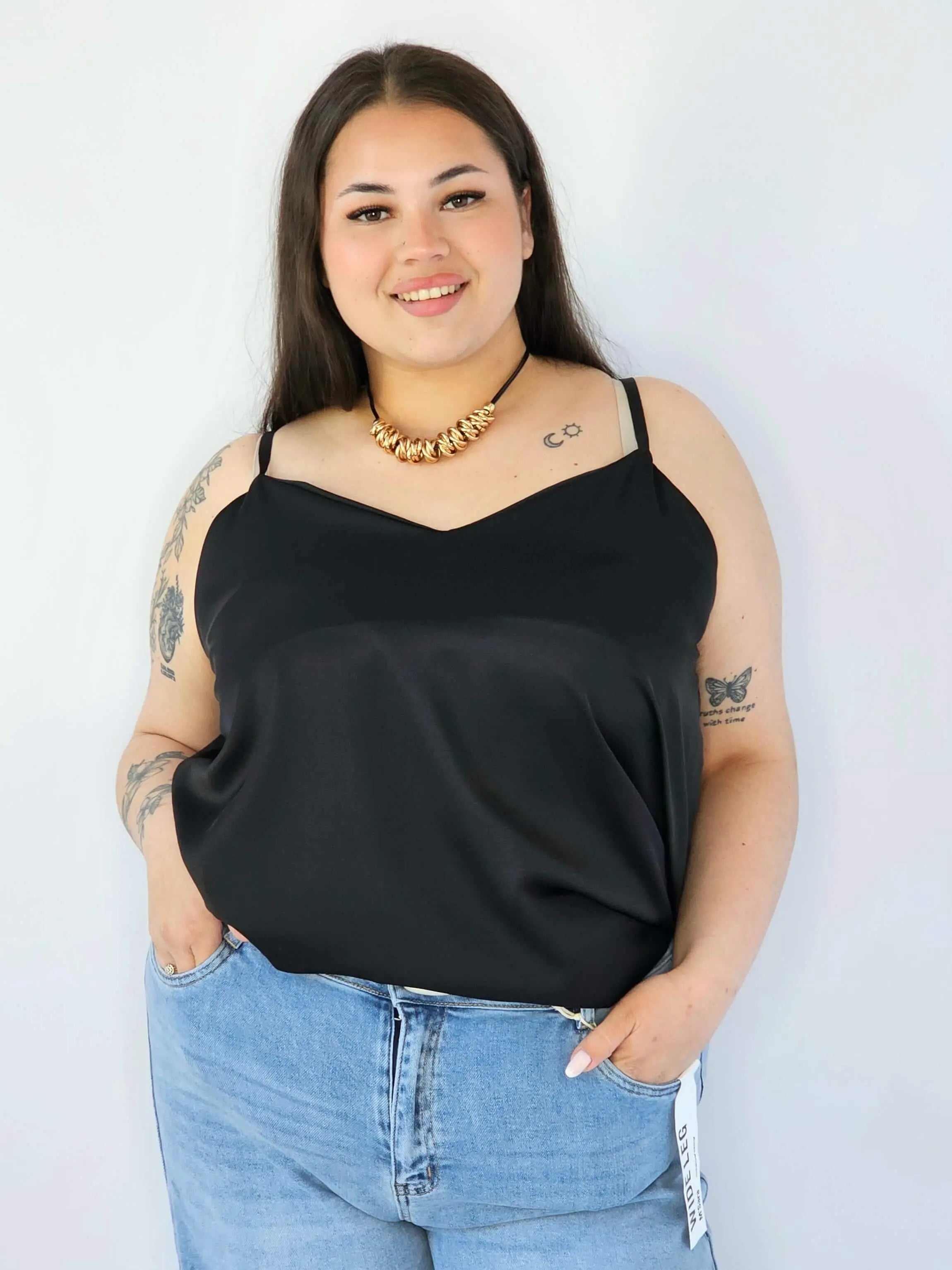 Bluzka Plus Size Satynowa Na Ramiączkach Gładka Elegancka XXL Stylowa XL