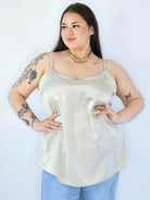 Bluzka Plus Size Satynowa Na Ramiączkach Gładka Elegancka XXL Stylowa XL