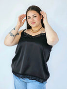 Bluzka Plus Size Satynowa Na Ramiączkach Z Koronką Elegancka XXL Stylowa XL