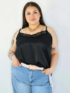 Bluzka Plus Size Satynowa Na Ramiączkach Z Koronką Elegancka XXL Stylowa XL