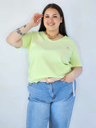 Bluzka Plus Size Z Dekoltem V I Ozdobną Aplikacją Stylowa XL