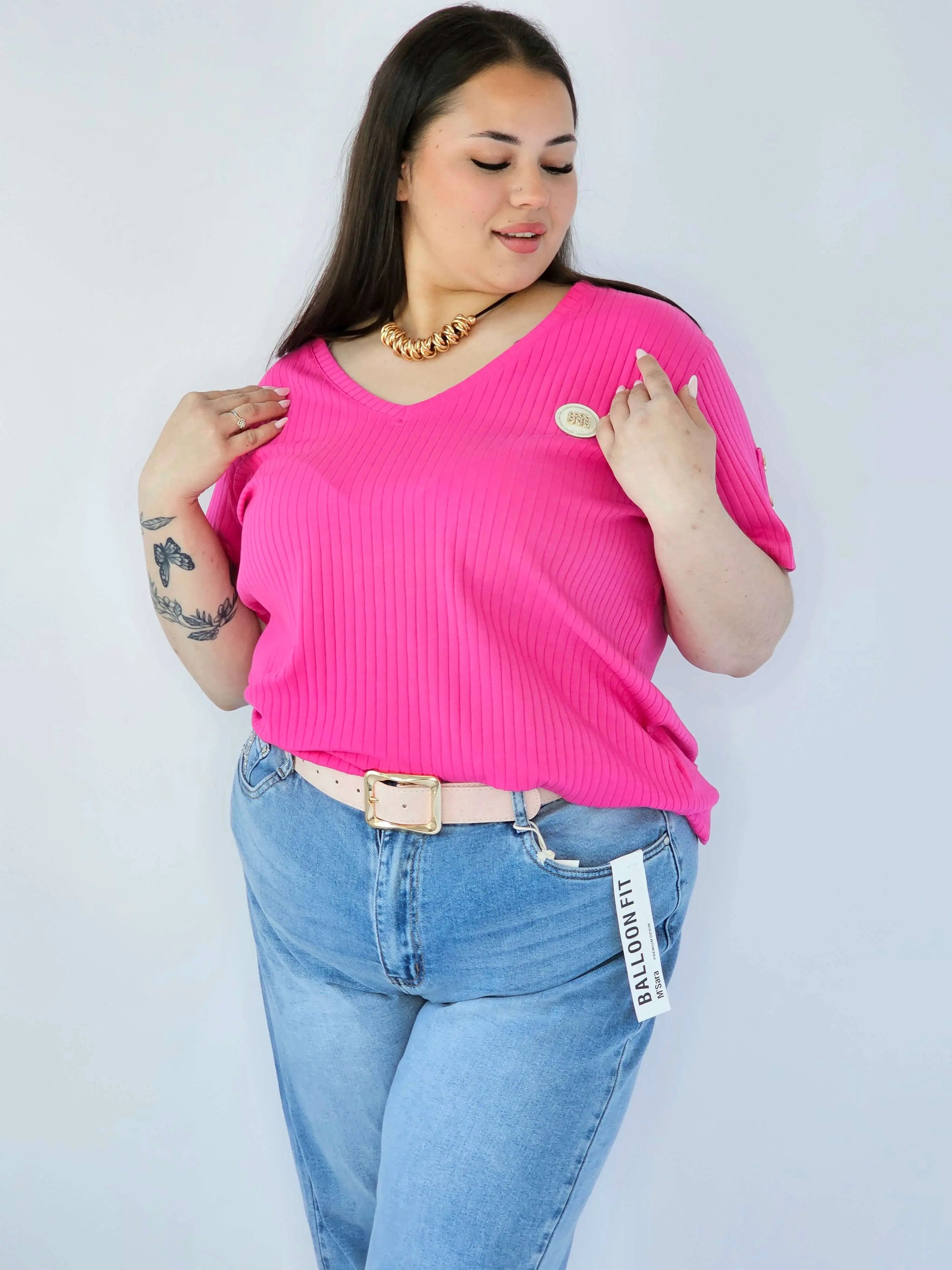 Bluzka Plus Size Z Dekoltem V I Ozdobną Aplikacją Stylowa XL