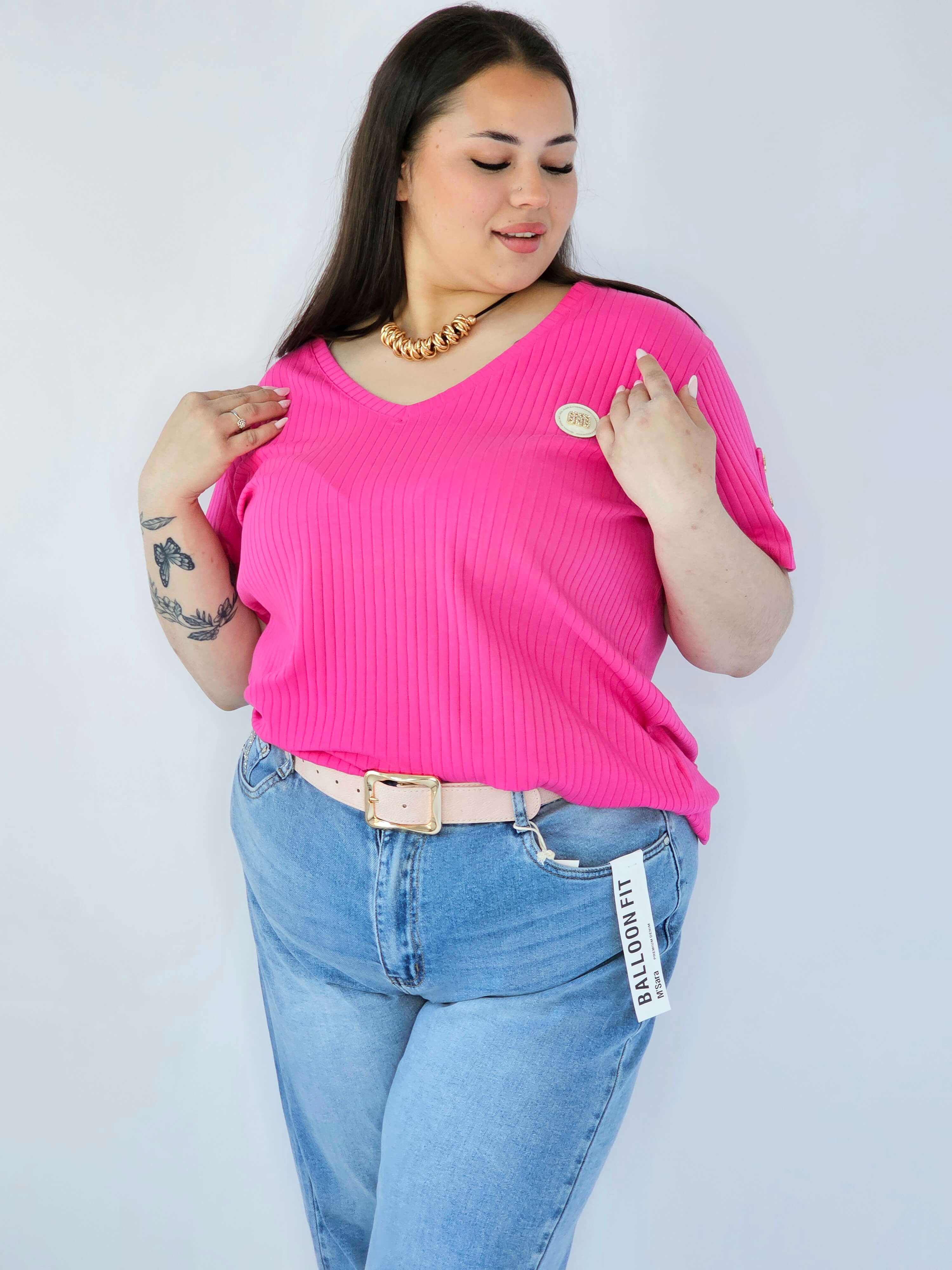 Bluzka Plus Size Z Dekoltem V I Ozdobną Aplikacją Stylowa XL