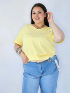 Bluzka Plus Size Z Dekoltem V I Ozdobną Aplikacją Stylowa XL