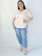 Bluzka Plus Size Z Dekoltem V I Ozdobną Aplikacją Stylowa XL
