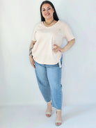 Bluzka Plus Size Z Dekoltem V I Ozdobną Aplikacją Stylowa XL