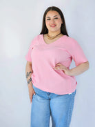 Bluzka Plus Size Z Dekoltem V I Ozdobnymi Detalami Na Ramionach Stylowa XL