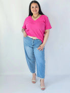 Bluzka Plus Size Z Dekoltem V I Ozdobnymi Detalami Na Ramionach Stylowa XL